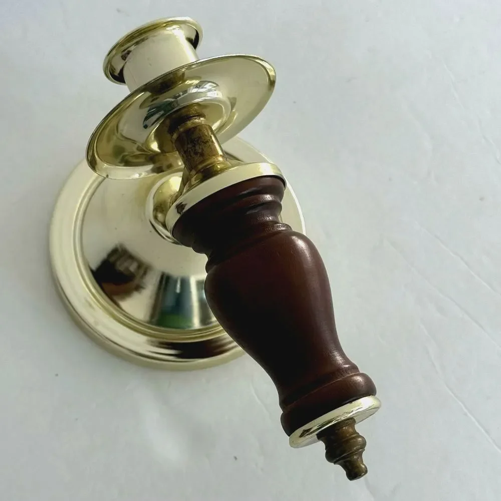 Vtg Cottagecore Home Interiors Homco Candle Sconce Wood Gold Toned Grannycore
